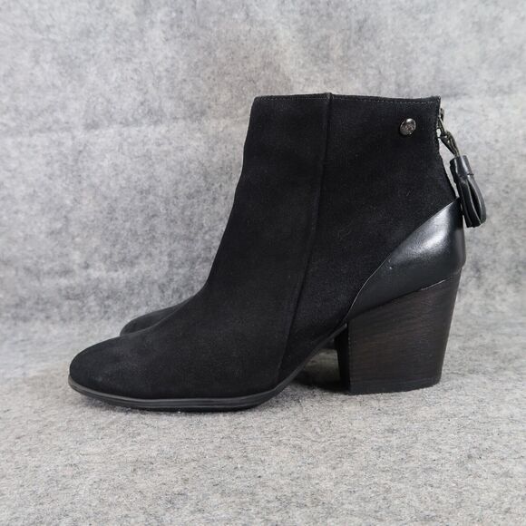 Paul Green Shoes Womens 7.5 Bootie Jada Tassel Black Leather Water Resistant Zip - Picture 4 of 16